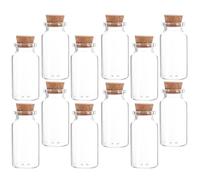 SOPOTUTU Lot de 12 Mini Bocaux en Verre 25ml avec Bouchons en Liège pour Stockage Alimentaire et Décorations DIY