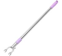 SOPOTUTU Perche à Linge Rétractable en Acier Inoxydable, Tige Télescopique | Fourchette en Aluminium pour Hauteur, Couleur Pourpre, Usage Domestique