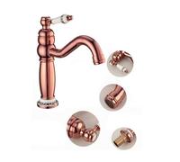 SOPOTUTU Robinet D'évier Monotrou en Laiton Vintage Poignée Unique, Mélangeur Eau Chaude et Froide, Silencieux, Livré 2 Tuyaux de Connexion Cuisine et Salle de Bain