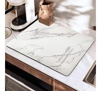 SOQKEEN Tapis Absorbant Vaisselle 40x50cm, Pliable et Antidérapant, Tapis de Séchage Rapide pour Comptoir de Cuisine, Bar, Machine à Café (Marbre Blanc)