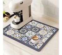 SOQKEEN Tapis Égouttoir Vaisselle 50 x 30 cm, Absorbant Design Cuisine | Motif décoratif pour cuisine moderne, Idéal pour machine à café, Protège le plan de travail, Antidérapant, Facile à nettoyer