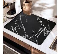 SOQKEEN Tapis Égouttoir Vaisselle 50 x 40 cm, Absorbant Effet Marbre Noir | Design cuisine moderne, Protège le plan de travail, Base antidérapante, Entretien facile, Idéal pour usage quotidien