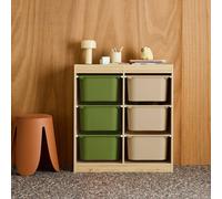 Sora - Children's Storage Unit With 6 Storage Bins Vert Olive TU