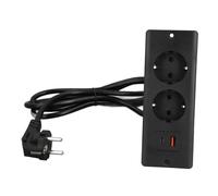 Sorandy Prise Encastrée avec Double Ports USB (Black) | 2 prises de courant, port USB C & USB A, design compact, utilisation meuble, PC ignifuge