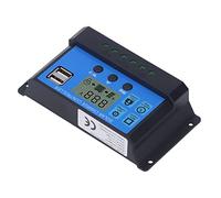 Sorandy Régulateur de Charge Solaire PWM pour Maison, Industrie, 12V 24V | Écran LCD, protection contre les courts-circuits, double sortie USB 5 V 2,5 A, compensation de température
