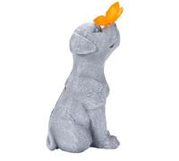 Sorandy Statue de Chien de Jardin Solaire, Figurine en Résine Fait Main