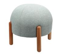 Sorandy Tabouret Rond avec Repose-Pieds, en Bois Massif, Coton et Lin, Petit Pouf Rond avec Bords Lisses, Assemblage Facile, Look Nordique pour Salon, Chambre à Coucher, Bureau (Green)
