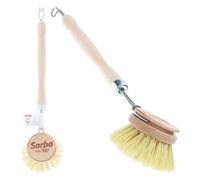 Sorbo Brosse à Vaisselle en Bois FSC, Fibres de Tampico Naturelles et Crochet de Suspension - Brosse pour Vaisselle Robuste au Manche Ergonomique