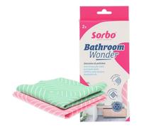 Sorbo Chiffon Microfibre pour Salle de Bain et Verre, Chiffon Nettoyant pour Robinets, Miroirs, Chrome, Carrelage et Sanitaires, avec Face Douce et Grattante pour Usage Quotidien