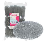 Sorbo Éponge Métallique Grande Taille - Éponge à Récurer Extra Résistante pour Saletés Tenaces, Casseroles, Plats au Four, Gril et Barbecue, 23 g, Lot de 15