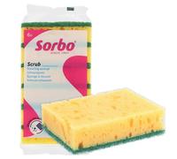 Sorbo Éponges à Récurer Lot de 6 avec Surface Abrasive pour Saletés Tenaces Éponge Absorbante pour Nettoyage des Surfaces Lisses Cuisine Salle de Bain