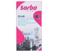 Sorbo Éponges en Laine d Acier avec Savon 10 Pièces, Tampons Savonneux pour Saletés Tenaces, Graisse et Résidus Incrustés, pour Casseroles, Grill et Barbecue
