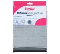 Sorbo Kitchen Sponge Cloth 3 Pièces, Chiffons Éponge avec Microfibre, Très Absorbants, Pliables en Deux, Lavables à 40 C, pour Cuisine, Plan de Travail et Vaisselle