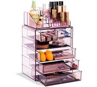 Sorbus Organiseur de Maquillage Transparent - Rangement de Maquillage et de Bijoux, étui et présentoir - Design spacieux - Excellent Support pour Commode, Salle de Bain, Coiffeuse et comptoir (4