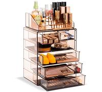Sorbus Organiseur de maquillage transparent - Rangement de maquillage et de bijoux, étui et présentoir - Design spacieux - Excellent support pour commode, salle de bain, coiffeuse et comptoir (4