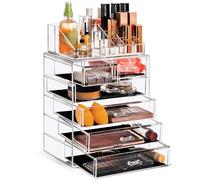 Sorbus Organiseur et présentoir de Maquillage et Bijoux Transparent, Design spacieux, pour Commode, Salle de Bain, Coiffeuse et comptoir (4 Grands tiroirs, 2 Petits tiroirs)