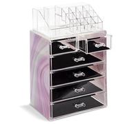 Sorbus Organiseur et présentoir de Maquillage et Bijoux Transparent, Design spacieux, pour Commode, Salle de Bain, Coiffeuse et comptoir (4 Grands tiroirs, 2 Petits tiroirs, imprimé tie-Dye)