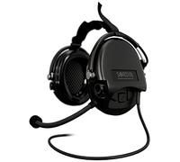 Sordin MIL CC Protection auditive - 76332-S - Protection auditive active avec câble Nexus - Microphone Boom et bande de cou, Capsules noires, taille unique