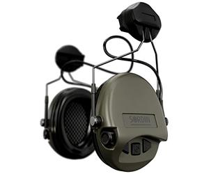 Sordin Supreme MIL AUX Active Ear Defenders - pour militaires et forces spéciales - Adaptateur de rail ARC pour casques - Cache-oreilles vert