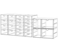 SortNStore Organiseur de bureau à 24 tiroirs: Lot de 6 avec patins antidérapants | Boîte empilable pour cosmétiques, fournitures, outils et blocs de construction
