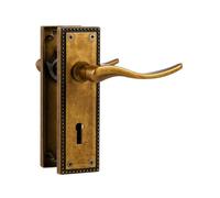 SORWDUERM 1 paire de poignées de porte intérieure victoriennes en laiton antique, levier de verrouillage court pour portes intérieures en bois, compatible avec les portes britanniques standard