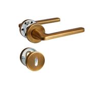 SORWDUERM 2 paires de poignées de porte en laiton antique, acier inoxydable brossé mat, ensemble de poignées pour d'entrée et porte intérieure, forme en L,rosace ronde,BB - poignée de lit