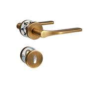 SORWDUERM 2 paires de poignées de porte en laiton antique, acier inoxydable brossé mat, poignées pour porte d'entrée et porte intérieure, forme en L, rosace ronde, BB - poignée de lit