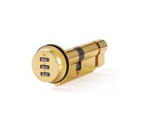 SORWDUERM 70 mm (35/35T) Pvd Gold Serrure à cylindre européen à bouton tournant, anti-bumping et, haute sécurité pour portes composites en bois et PVC, serrure à came combinée.
