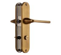 SORWDUERM Poignée de porte Laiton antique Garniture de béquille, Acier inoxydable brossé mat,80mm Entraxes de poignée de porte pour porte d'entrée et porte intérieure, Forme en L
