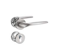 SORWDUERM Poignée de Porte Nickel, Forme en L, Garniture de Prothèse en Acier Inoxydable Brossé Mat, Poignée pour Porte d'Entrée et Porte Intérieure, Rosace Ronde, PZ - Cylindre de Profil