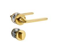 SORWDUERM Poignée de porte noire en acier inoxydable mat brossé - Poignée de porte pour porte d'entrée et porte intérieure - En forme de L - Rosace ronde - Cylindre profilé