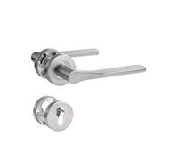 SORWDUERM Poignée de porte noire en acier inoxydable mat brossé - Poignée de porte pour porte d'entrée et porte intérieure - En forme de L - Rosace ronde - Cylindre profilé