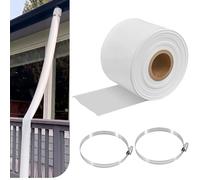 Sosation Rouleau de drainage temporaire de gouttière en plastique blanc robuste pour gouttières domestiques, drainage de cour, fondation avec 2 colliers de serrage en acier inoxydable 152,4 x 15,2 cm