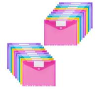 Sosayet Pochette Document A4-20 pcs Pochette Plastique A4 avec 11 Trous - Réutilisables Pochettes Transparentes A4 pour Maison, Bureau, Ecole (5 Couleurs)