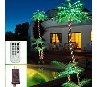 SOSHOT Palmier artificiel éclairé de 2,1 m avec trois troncs et 260 lumières LED - Idéal pour une utilisation en extérieur/intérieur, parfait pour les bars Tiki, les terrasses, les maisons, les