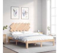 sosny masywnej z listwami ze sklejki wezgłowiem brązowy 120 x 190 cm | Cadre de lit sans matelas bois de pin massif 90x190 cm sommier à lattes cadre de lit en bois rustique pour chambre adulte
