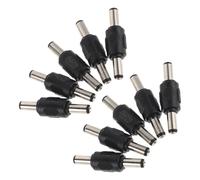 Sosoport 10 Pièces Coupleur de Prise CC Mâle à Mâle 5,5x2,1mm en PVC et Métal, Connecteur D’Alimentation Compact pour Câble de Charge et Caméra, Noir
