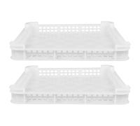 Sosoport 2 Pièces Plateau de Congélation Réutilisable en Plastique Blanc Robuste et Solide, Panier Empilable pour Fruits de Mer et Viande en Milieu Commercial