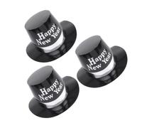 Sosoport 3 Pièces Chapeau Haut-de-forme du Nouvel An Noir et Or en Papier