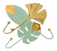 Sosoport 3 Pièces Patère de Porte en Métal Feuille de Ginkgo, sans Perçage | Crochet Mural Décoratif, pour Paquet et Brosses, Finition Verte, Usage Porte ou Placard