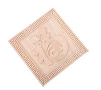 Sosoport Applique en Bois Sculpté Vintage Carrée, Motif Chinois Embossé | Armoires et Portes, Finition Lisse, Grain , Format 14,70x14,70x1,00cm