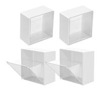 Sosoport Boîte de Rangement Murale Blanche Facile D'accès et Anti-poussière 4 Pièces en PS pour Organisation de Petite Salle de Bain Bureau et Salon