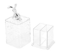 Sosoport Boîte de Rangement pour Cotons Démaquillants et Cure-Dents en Plastique Transparent Design Lapin, Organisateur Multi-Usage Élégant pour Salle de Bain ou Chambre