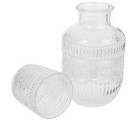 Sosoport Carafe de Chevet en Verre avec Tasse, Motif Tournesol, 600 Ml | Lot de Set de Pièces, Couvercle à Double Usage, pour Chambre D'amis et Table, Finition Élégante