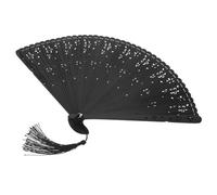 Sosoport Éventail Pliant en Bambou, Éventail à Main en Bambou, Noir, Pompon, Design Pliable, Facile à Transporter Ranger, Décoration DIY, Fête, Style Chinois