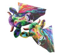 Sosoport Lot De 2 Décorations Murales En Métal Représentant Un Taureau Pour Lextérieur Ornement En Fer Pour Le Jardin