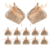 Sosoport Lot de 25 Boîtes à Bonbons Creuses pour Mariage en Carton Doré Pailleté avec Motif Ajouré, Coffrets D’emballage pour Chocolats et Présents Invités, Fête de Mariage