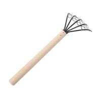Sosoport Râteau de Plage en Acier Carbone avec Manche en Bois, Outil Multifonction Résistant la Corrosion pour Creuser Palourdes et Pierres de Plage, pour Activités Familiales