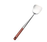 Sosoport Spatule Inox Cuisine Acier Inoxydable avec Manche Bois Ergonomique Légère et Facile à Nettoyer Ustensile de Cuisine pour Maison et Restaurant Adaptée pour Wok et Friture