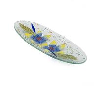 Sospiri Venezia Videpoche Plat Ornement Décor Floral Verre Murano Centre de Table Ameublement Intérieur Idée Cadeau Fabriqué à la main Made in Italy (Lys Bleu cm28x11 Ovale)